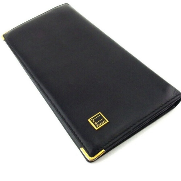 DUNHILL Luxury Leather Authentic Long Black Wallet Logo Plate | NWOT | MSRP $575 - Picture 2 of 6